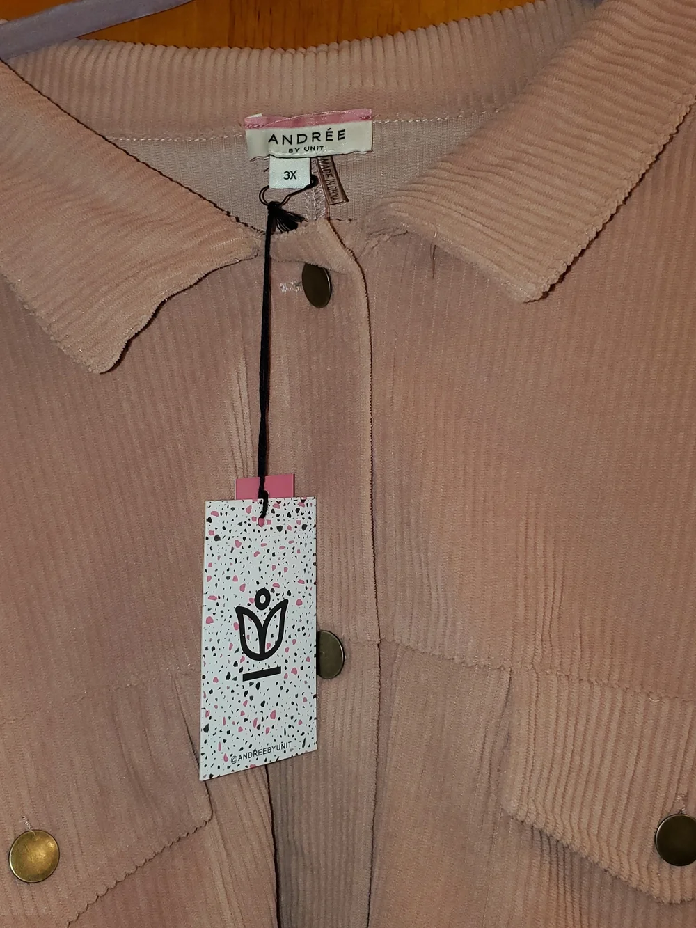 Andree Dusty Rose/Mauve Corduroy Shacket Jacket - Women's
